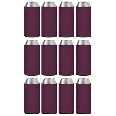 Imagem de TahoeBay 12 mangas finas de lata – Coolers de cerveja de neoprene em branco – Compatível com RedBull de 325 ml, Michelob Ultra, seltzer de ponta de garra branca (marrom, 12)