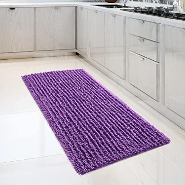 Imagem de FLOLEOPA Tapetes de banheiro de microfibra de pelúcia macia, tapetes de banho absorventes antiderrapantes, lavagem à máquina, tapetes de banho secos para banheira, chuveiro e banheiro (69,8 x 119,4