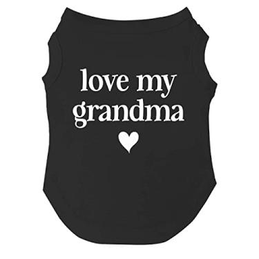 Imagem de Camiseta Love My Grandma Dia dos Namorados para filhotes, brinquedos e raças grandes (preta, grande 399)
