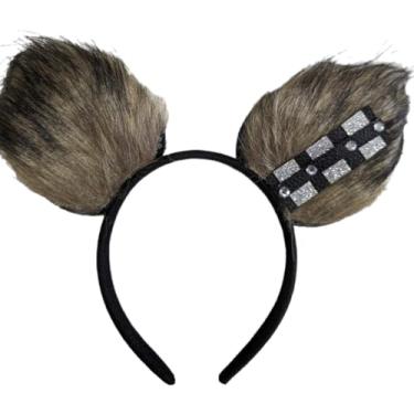Imagem de CLGIFT Faixa de cabeça Mickey Minnie Ears, preto, prata, sem laço, orelhas de Chewbacca em massa
