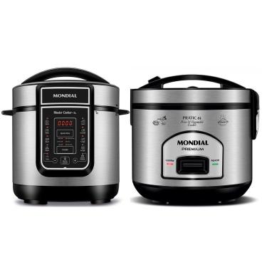 Imagem de Kit Panela Elétrica de Arroz e Panela de Pressão Mondial 127V