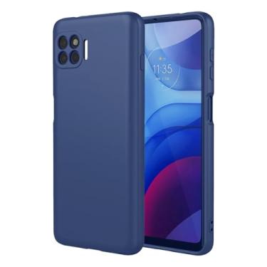 Imagem de EUAGVQY Capa para Moto G 5G Plus One 5G, capa de silicone líquido com proteção total de microfibra macia antiarranhões à prova de choque capa protetora para Motorola G 5G Plus, azul