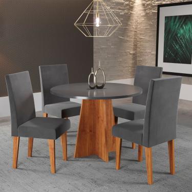Imagem de Mesa de Jantar Redonda Viero Criative com 4 Cadeiras Vênus Estofadas e Revestidas 