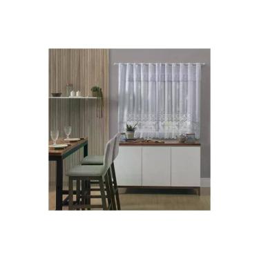 Imagem de Cortina Para Cozinha Donna 280x150 cm Renda Bule Branco