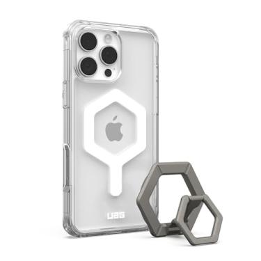 Imagem de URBAN ARMOR GEAR Capa UAG projetada para iPhone 16 Pro Max 17.5 cm Plyo Ice White compatível com MagSafe Capa protetora transparente antiamarelamento + suporte de anel magnético conjunto de titânio
