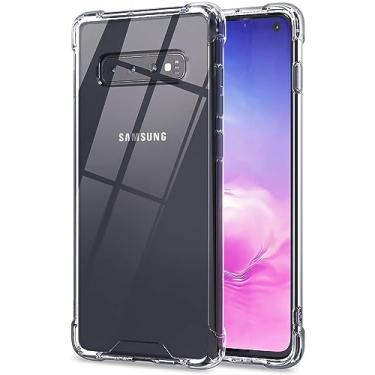 Imagem de KIOMY Capa para Samsung Galaxy S10 Airbag Corners à prova de choque capa protetora para celular, design híbrido rígido PC traseiro com moldura de TPU flexível (transparente, para Samsung S10)