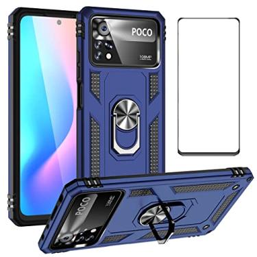 Imagem de WVOZWWO Capa para Xiaomi Poco X4 Pro 5G com protetor de tela, proteção militar slim fit à prova de choque Armor Defender capa traseira protetora para celular para Poco X4 Pro 5G com suporte de anel