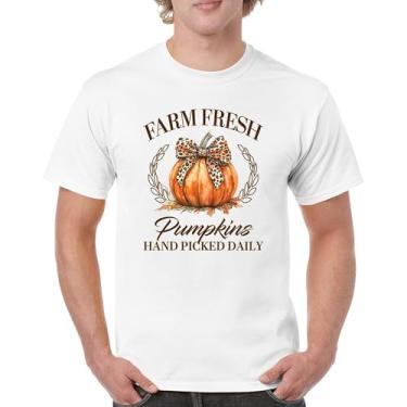 Imagem de Camiseta masculina fofa Farm Fresh Pumpkins outono estação aconchegante festival labirinto de milho Dia de Ação de Graças Peru Dia de Ação de Graças Outono, Branco, M