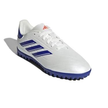 Imagem de adidas Tênis infantil unissex Copa Pure 2 Club Turf, Branco/azul lúcido, vermelho solar, 13 Little Kid