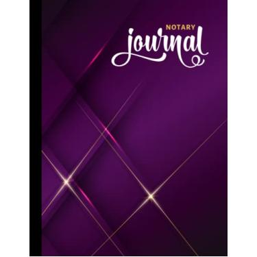Imagem de Notary Journal: 8.5x11 Large Notarial Logbook/With 200 Numbered Pages - Two Record Logs Per Page / 400 Records/Ledger Book Gift For Signing Agents/Purple Gold 3D Line Art