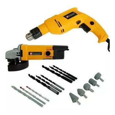 Imagem de Kit Furadeira tipo Dewalt 1/2 800w + Esmerilhadeira 1000w - NAKAZAKI, 