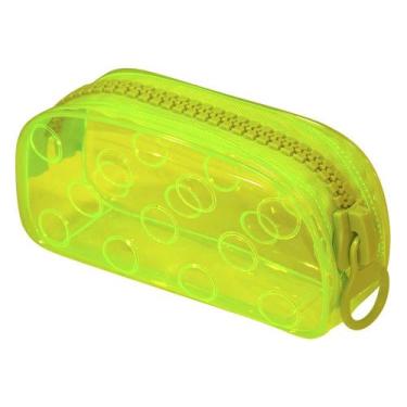 Imagem de Estojo Escolar Trator Cristal Translúcido Color Bubble Dac, Amarelo