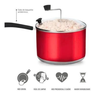 Imagem de Pipoqueira Panela de Alumínio com tampa de vidro de 5 litros vermelho 