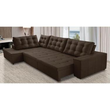 Imagem de Sofá de Canto Retrátil e Reclinável com Molas 3,00x2,00 LE Jacke Suede