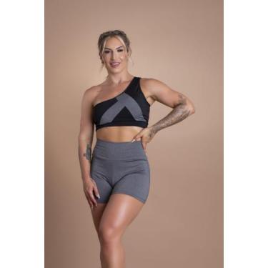 Imagem de Conjunto Short Fitness Feminino Liso Academia Treino E Top Faixa Ombro