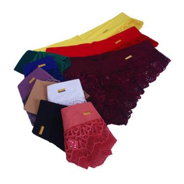 Imagem de Kit 6 Calcinha Tanga Semi Fio Dental Feminina Renda Langerie Confortáv
