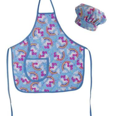 Imagem de Avental Infantil Com Chapéu De Cozinheiro Unicórnio Azul - Recanto Da 
