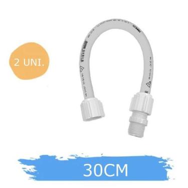 Imagem de Kit 2 Engates Flexível Pvc 1/2 30 Cm Torneira Pia Lavatório - FORTLEV