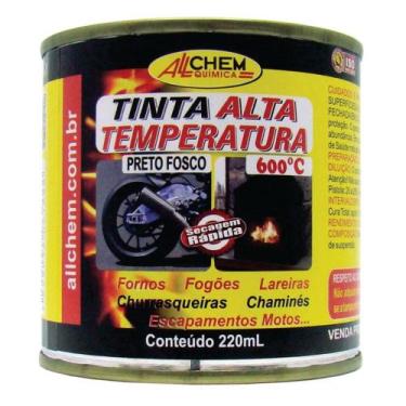 Imagem de Tinta Alta Temperatura 220ml Preto 600 Allchem Secagem Rápida 