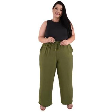 Imagem de Calça Plus Size Estilo Pantalona Feminina Cintura Alta Dunas Tendencia