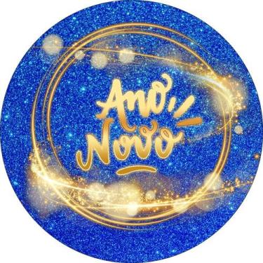 Imagem de Painel De Festa Redondo 1,50x1,50 - Ano Novo Azul com Dourado 019 - Vi