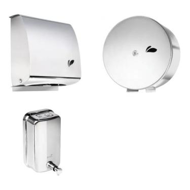 Imagem de Kit Dispenser + Toalheiro + Papel Higiênico Inox Visium - Biovis