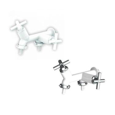 Imagem de Torneira Saída Dupla Maquina Lavar Roupa Louça 1/2 e 3/4 - VALEPLAST