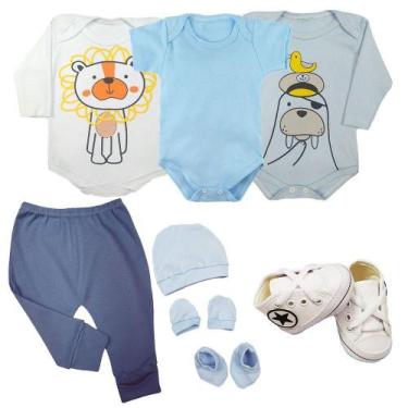 Imagem de Saída de Maternidade Enxoval Roupa Bebê Kit 8 Pçs Body Mijão - Koala B