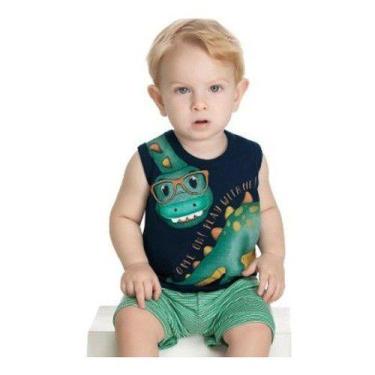 Imagem de Conjunto Infantil Bebê Menino Dinossauro Moletinho Do P Ao 3 - ANJO DA