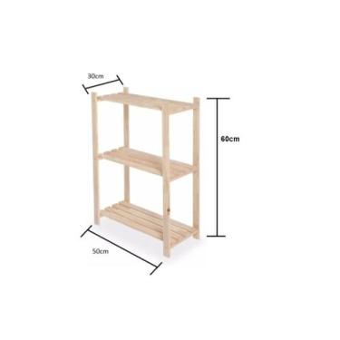 Imagem de Estante 3 Andares Cor Natural Madeira Pinus PROMO - Dos Hermanos