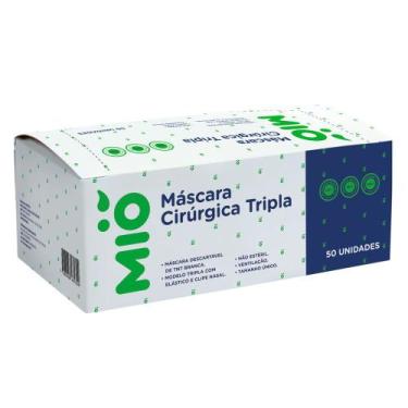 Imagem de Máscara Cirúrgica Descartável Mió Tripla Branca com Elástico 50 Unidad