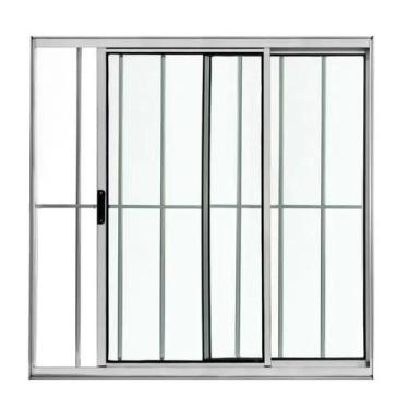 Imagem de Vitro 2 Folhas 100x120 C/Grade Brilhante Linha Modular - Jr esquadrias