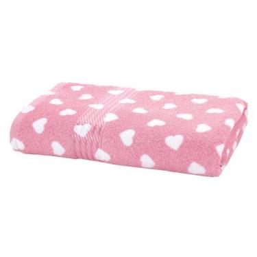 Imagem de Toalha de Rosto Dohler Prisma 100% Algodão Estampada, Love Rosa