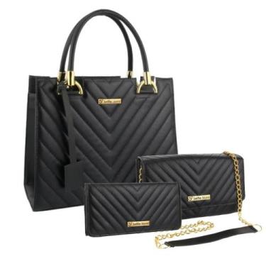 Imagem de Bolsa Feminina Transversal Casual + Bolsa Flap + Carteira - Selfie Sto