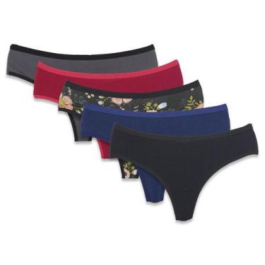 Imagem de Kit 5 Calcinhas/Tangas Fio Duplo Algodão - Click Mais Bonita, M