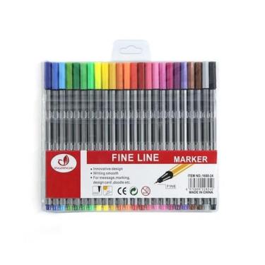 Imagem de Kit 24 Cores Caneta Hidrográfica Ponta Porosa Fina 0.4mm - B2T, Exteri