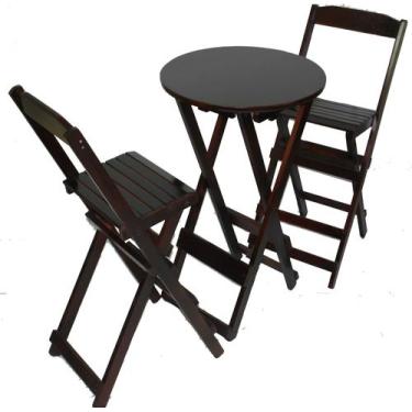 Imagem de Conjunto Bistrô de Madeira Dobrável - Com Pintura Imbuia - ViaBrasil M