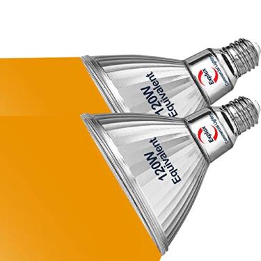 Imagem de Lâmpadas LED PAR38 Explux Full Glass para ambiente externo, equivalente a 120 W, à prova de intempéries e antienvelhecimento, regulável, refletor de cor âmbar, pacote com 2