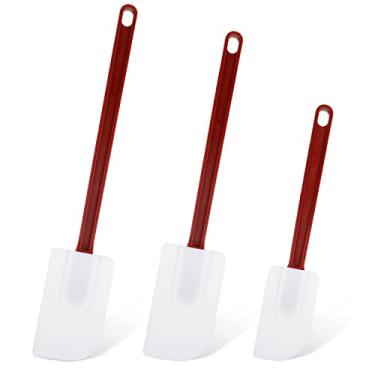 Imagem de Conjunto de 3 espátulas comerciais de silicone para cozinhar, raspador de silicone resistente ao calor, espátula de cozimento comercial para utensílios de cozinha, cabo vermelho, 25 cm, 35 cm, 40 cm