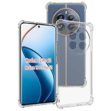 Imagem de USTIYA Capa para Realme 12 Pro+ Pro Plus TPU transparente quatro cantos capa de proteção de grau militar transparente macia