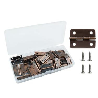 Imagem de Zorveiio 50 dobradiças pequenas, dobradiças de 2,5 cm com parafusos, dobradiças para caixa de joias, mini dobradiças dobráveis para artesanato, pequenas dobradiças de armário para caixa de bricolage,