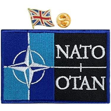Imagem de A-ONE Emblema de moral com símbolo da OTAN 3D + broche de crachá de bandeira de metal da Inglaterra, perfeito para a placa de mochila, colete de exército, bolsa de munição, coldre, vestido de batalha Molle, chapéu bomber nº 424 + 015P