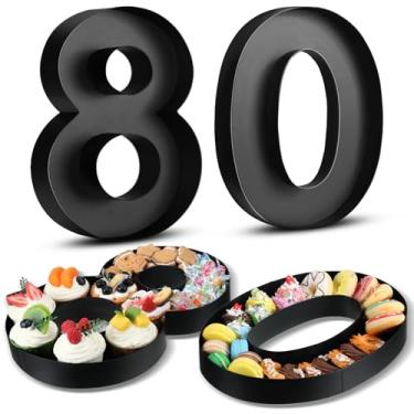 Imagem de Noveread 2 peças de número de papelão preenchível de 34,5 cm, números de papel machê para decoração de aniversário, charcutaria, festa, aniversário, caixa de presente de chocolate (preto, 80)