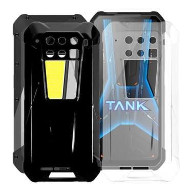 Imagem de Capa para Unihertz Tank 3 Pro, preta KJYFOANI + capas transparentes à prova de choque, proteção contra quedas de 360°, capa de silicone ultramacia ultrafina para Unihertz Tank 3 Pro (6,7 polegadas) -