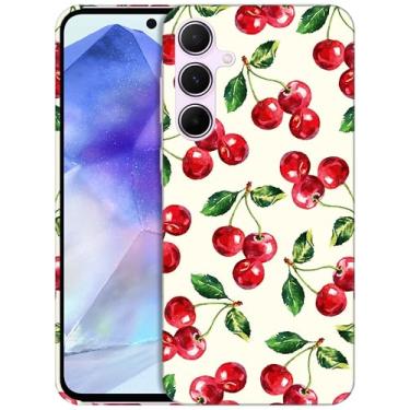 Imagem de GlamCase Capa para Samsung Galaxy A35 5G, Galaxy A35 5G - Padrão Aquarela Cereja Impressa Fina e Elegante Bonito Plástico Rígido Encaixe Capa Protetora Designer Traseira para Celular para Samsung A35