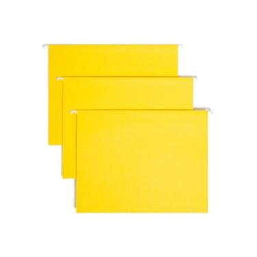 Imagem de Smead Pasta de arquivo colorida com aba, aba ajustável de 1/5 corte, tamanho carta, amarelo, 25 por caixa (64069)