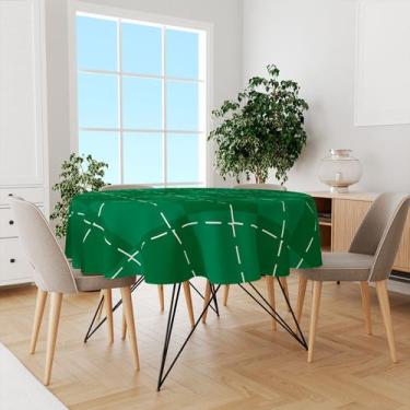 Imagem de Toalha De Mesa Redonda Tecido Oxford Natal Xadrez Verde TL12 -140x140c