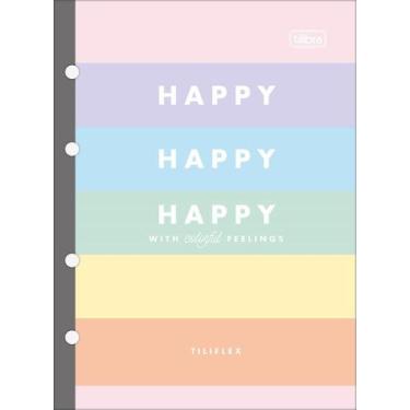 Imagem de Folha Para Fichário Colegial 80 Folhas 4 Furos Happy Tilibra