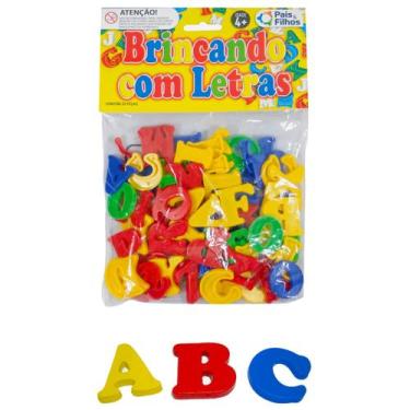 Imagem de Brincando Com Letras 62 Peças Plásticas Educativo Pedagógico - Pais e 