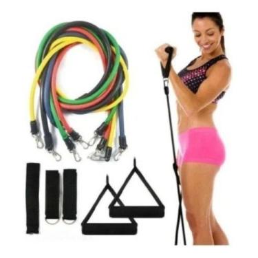 Imagem de Kit Tubing Elástico 11 Itens Treinamento Funcional Academia - oem